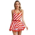 thumbnail image 1 of Eandarui Women's Candy Cane Tutu Dance Dress Sequins Adorned Stripe Print Christmas Fancy Dress Up Red 3XL, 1 of 7