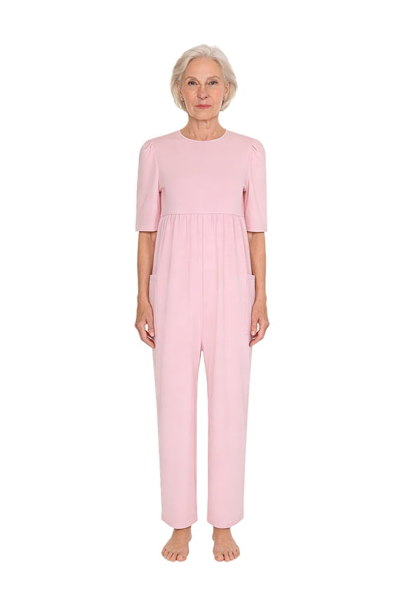 Women's Dementia Clothing Alzheimers Anti-Strip Jumpsuit Special Needs Acupuncture Jumpsuit Pink M