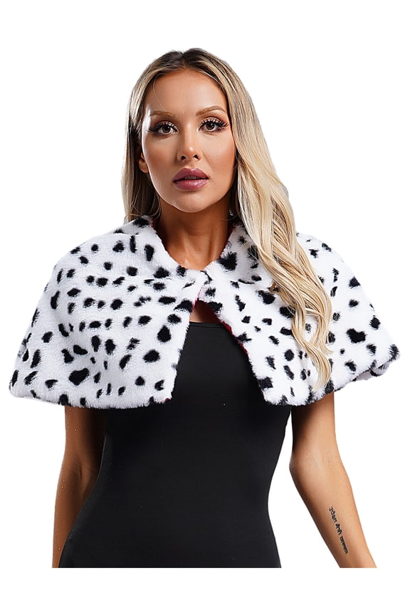 Women's Halloween Dalmatian Shawl Faux Fur Accessories Scarf for Costume Cosplay Party Type B One Size