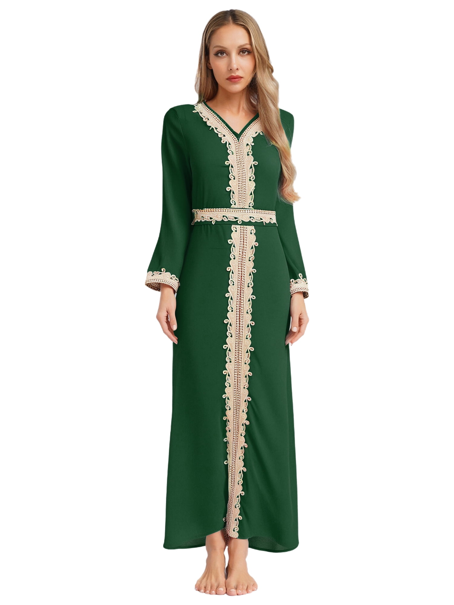 Modest Muslim Women’s Shoulder Drawstring Maxi Dress - M5063 Charcoal Grey main image 0