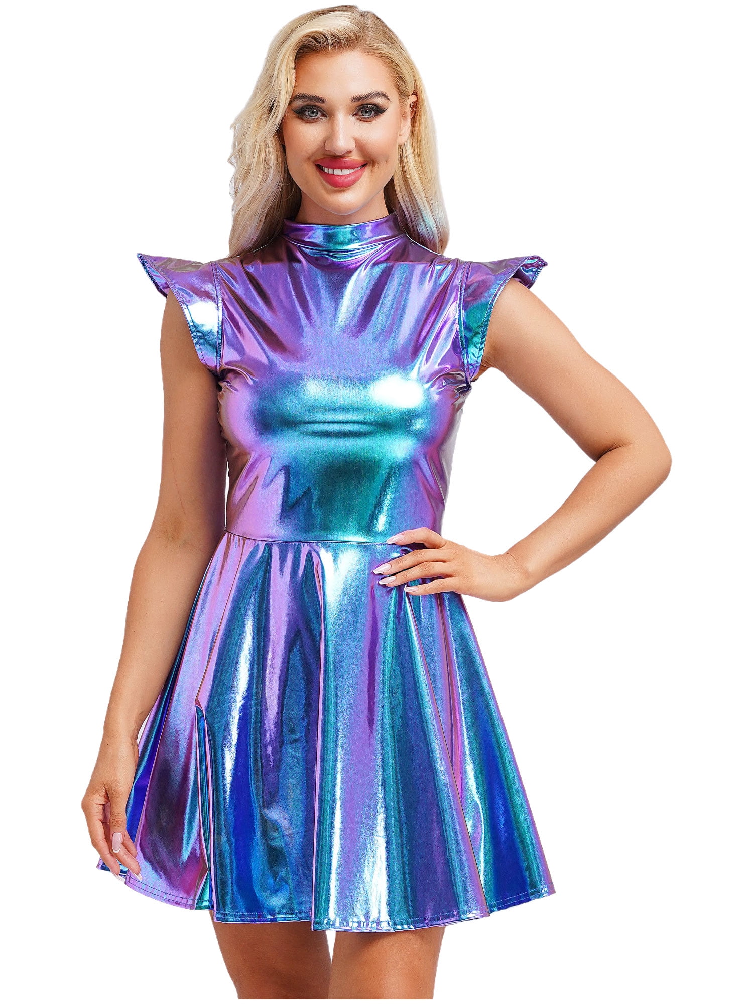 blue holographic dress Marc Defang 8068 Size 6 Blue Sequin One Shoulder Ballgown Formal Dress Pageant Prom Gown main image 0