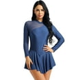 thumbnail image 1 of Eandarui Womens Long Sleeve Skirted Leotard Dresses Figure Skating Gymastics Ballet Dancer Costume Navy Blue S, 1 of 7