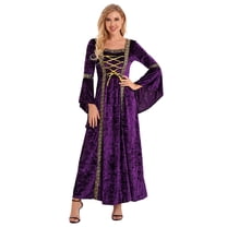 Eandarui Womens Medieval Evening Dress Gown Halloween Party Renaissance Victorian Witch Dress Robe Purple XXL