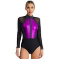 thumbnail image 1 of Eandarui Womens Rhinestones Metallic Long Sleeve Leotard for Dance Gymnastic Contemporary Ballet Purple XL, 1 of 7