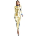 thumbnail image 1 of Eandarui Womens Space Astronauts Cosplay Costume Adult Full Body Jumpsuit Halloween Fancy Dress up Gold 4XL, 1 of 7