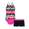 thumbnail image 1 of Eandarui Youth Big Girls Floral Printed 3Pcs Tankini Swimsuit Tankini Top Bottom Set Bathing Suit Hot Pink 6, 1 of 5