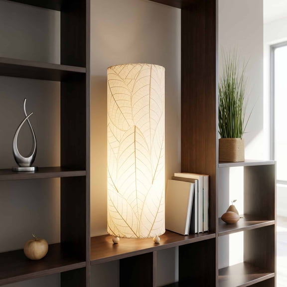 Eangee 24 Inch Cocoa Leaf Cylinder Table Lamp Natural