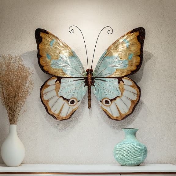 Eangee Butterfly Wall Decor Copper With Aqua Large