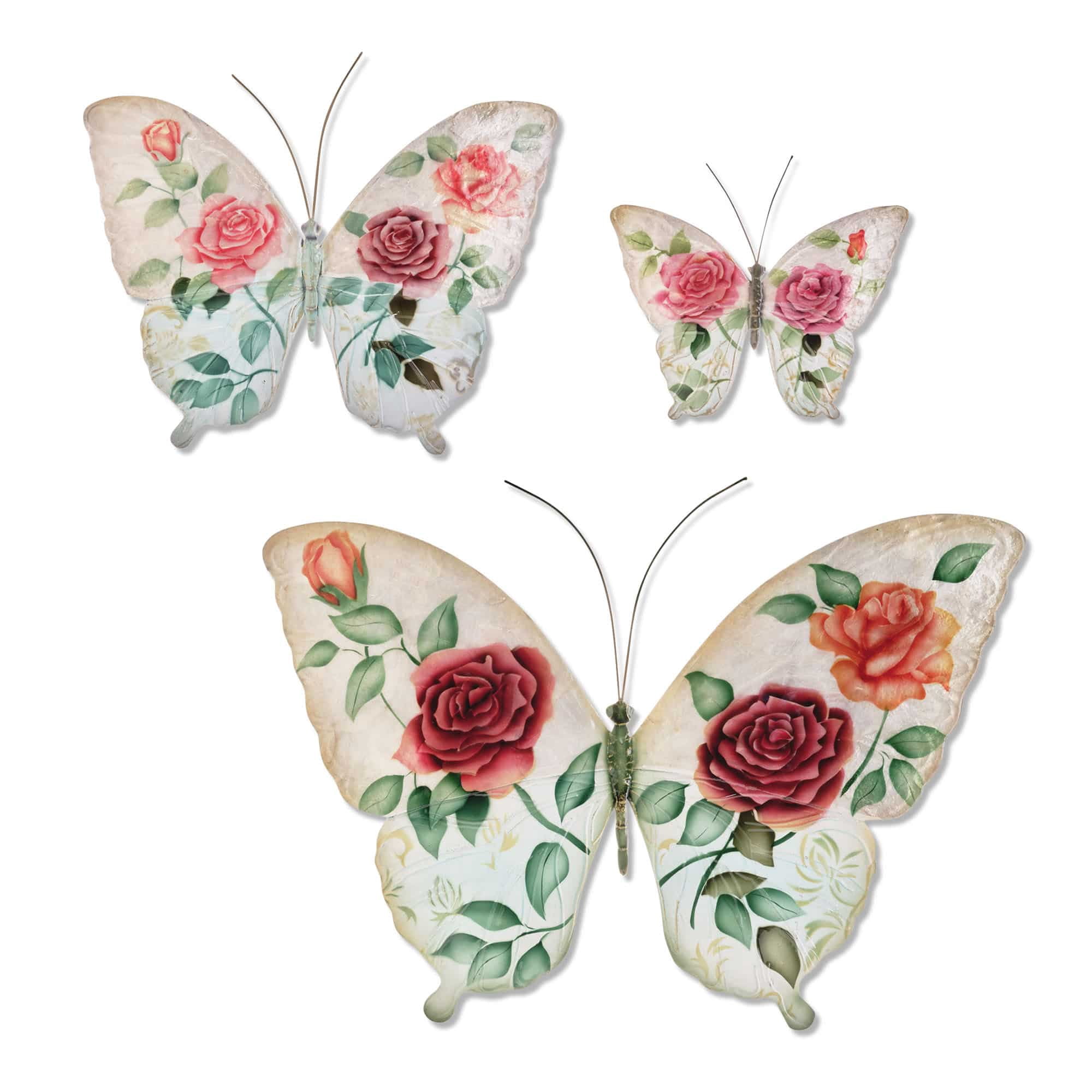 Eangee Butterfly Wall Decor White And Pink Set Of Three
