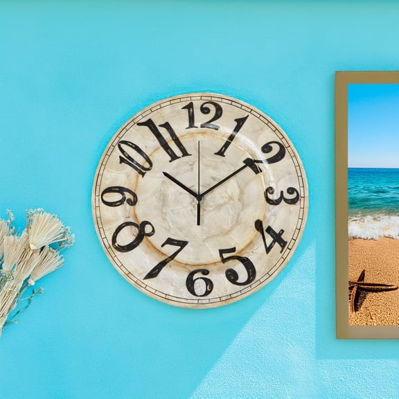 Eangee Clock Wall Decor Pearl With Black Numbers