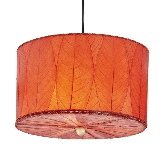 Eangee Home Design Drum Pendant 18 Inch, Shade Made Of Cocoa Leaves, 18x18x10 Inches