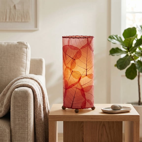 Eangee Home Design Banyan Table Lamp, Shade Made Of Alibangbang Leaves, 7x7x17 Inches