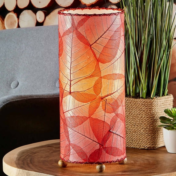 Eangee Home Design Banyan Table Lamp, Shade Made Of Alibangbang Leaves, 7x7x17 Inches