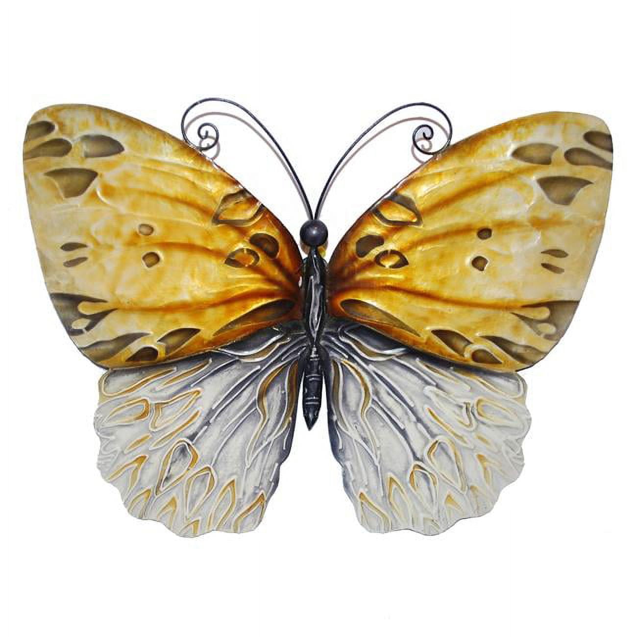 Hand-Painted Honey and White Capiz Butterfly Wall Decor