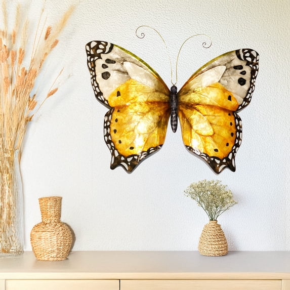 Eangee Home Design Butterfly Wall Decor Monarch, Capiz and Metal, Indoor / Outdoor Safe, 18x1x13 Inches