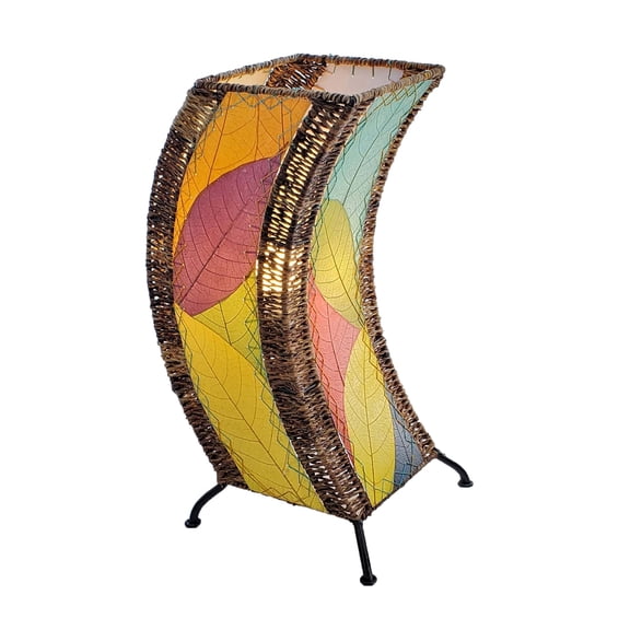 Eangee Home Design C Shape Table Lamp, Shade Made Of Cocoa Leaves, 8x8x20 Inches