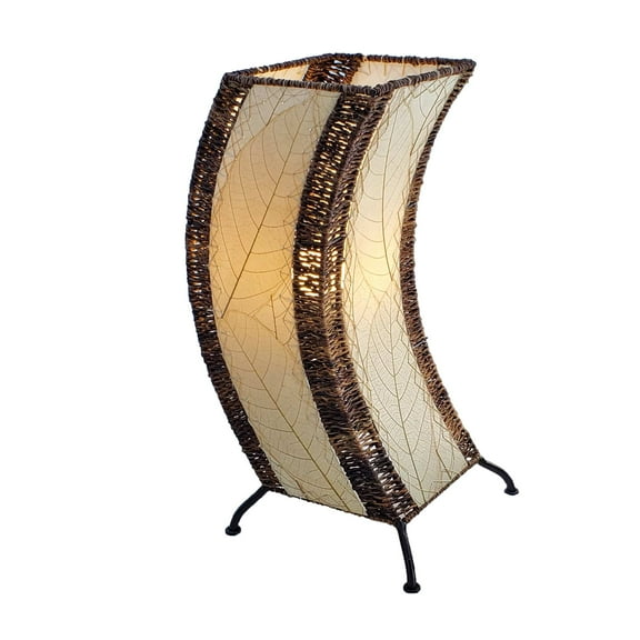 Eangee Home Design C Shape Table Lamp, Shade Made Of Cocoa Leaves, 8x8x20 Inches