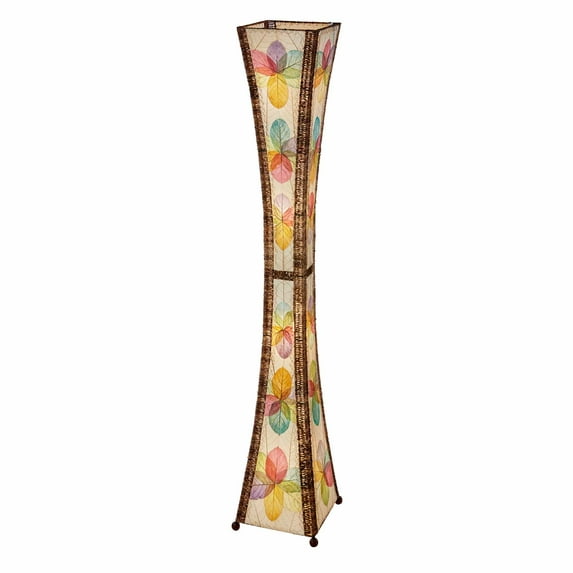 Eangee Home Design Hourglass Giant Floor Lamp, Shade Made Of Jackfruit Leaves, 13x13x72 Inches