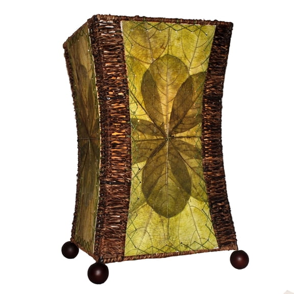 Eangee Home Design Hourglass Table Lamp, Shade Made Of Jackfruit Leaves, 10x10x15 Inches