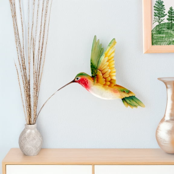 Eangee Home Design Hummingbird Wall Decor Yellow And Green, Capiz and Metal, Indoor / Outdoor Safe, 12x1x12 Inches