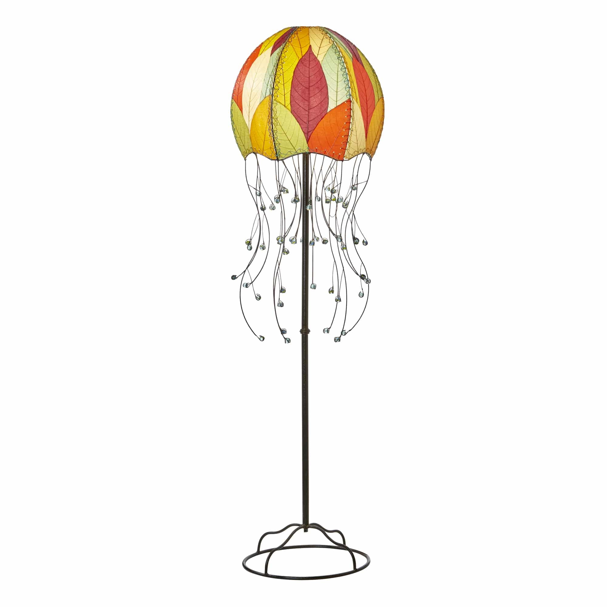 Eangee Home Design Jellyfish Large Floor Lamp, Shade Made Of Cocoa Leaves, 15x15x64 Inches