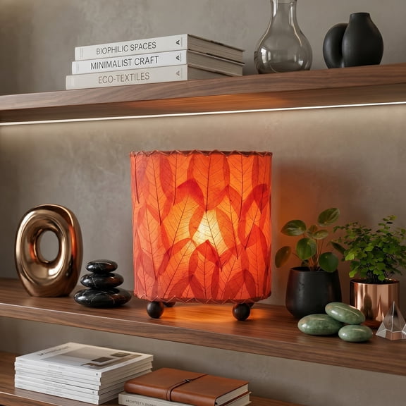 Eangee Home Design Mini Guyabano Table Lamp, Shade Made Of Guyabano Leaves, 9x5x9 Inches