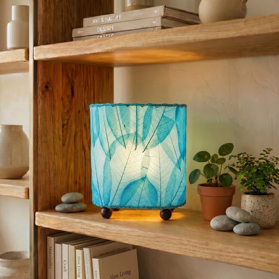 Eangee Home Design Mini Guyabano Table Lamp, Shade Made Of Guyabano Leaves, 9x5x9 Inches