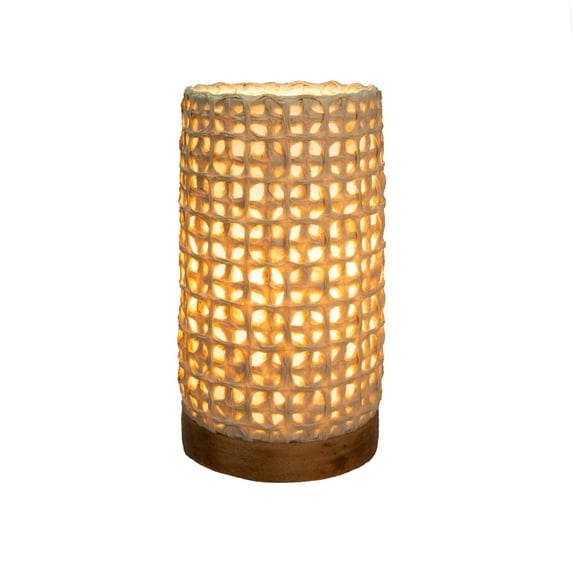 Eangee Home Design Mini Paper Cylinder Table Lamp, Shade Made Of Handmade Paper, 5x5x9 Inches