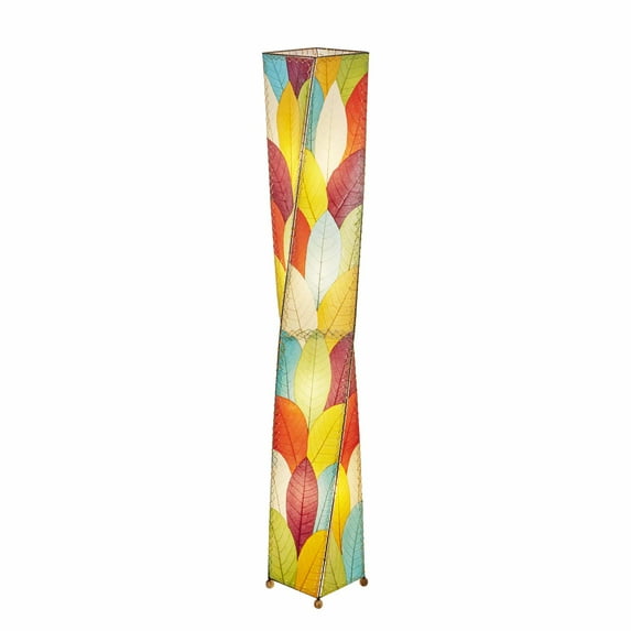 Eangee Home Design Twist Giant Floor Lamp, Shade Made Of Cocoa Leaves, 11x11x72 Inches