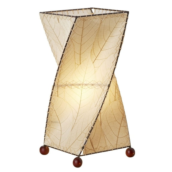 Eangee Home Design Twist Table Lamp, Shade Made Of Cocoa Leaves, 8x8x18 Inches