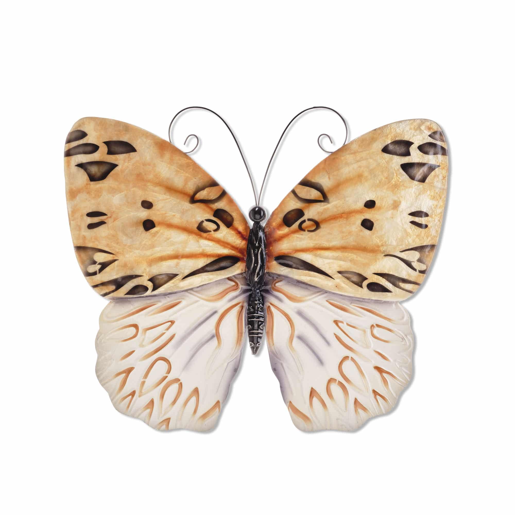 Hand-Painted Honey and White Capiz Butterfly Wall Decor