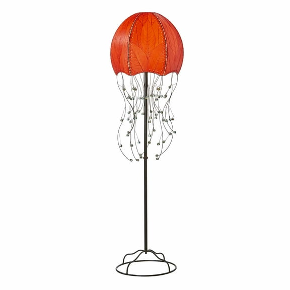 Eangee Home Design Jellyfish Large Floor Lamp, Shade Made Of Cocoa Leaves, 15x15x64 Inches