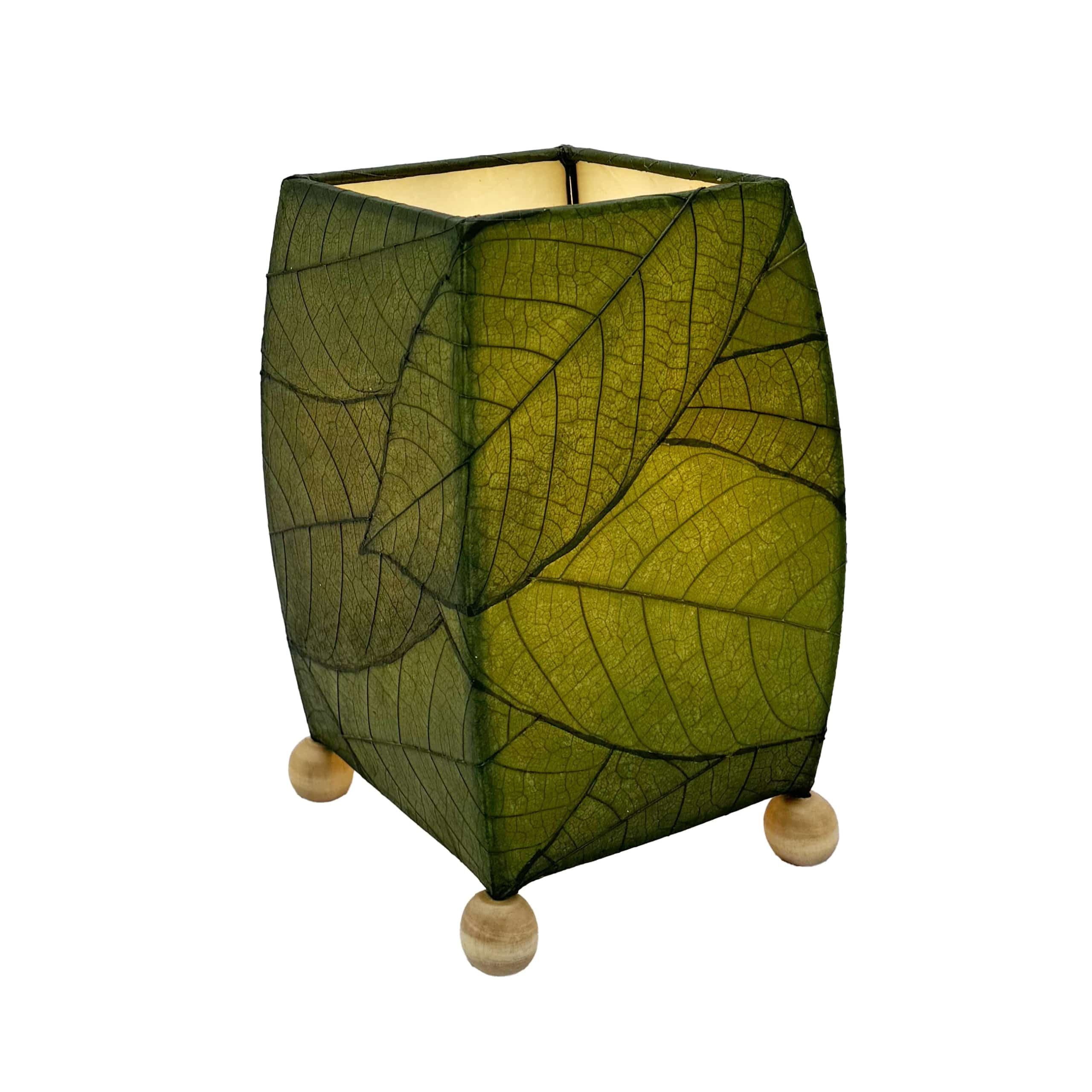Mini Green Cocoa Leaf Lamp with Wooden Finials