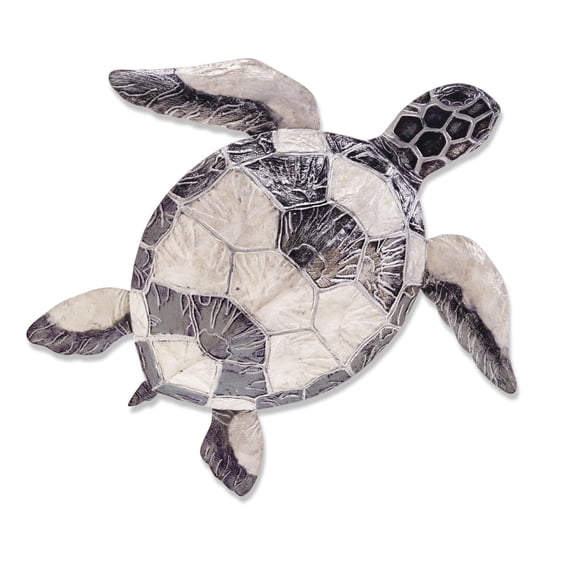 Eangee Sea Turtle Wall Decor Pewter Checkered