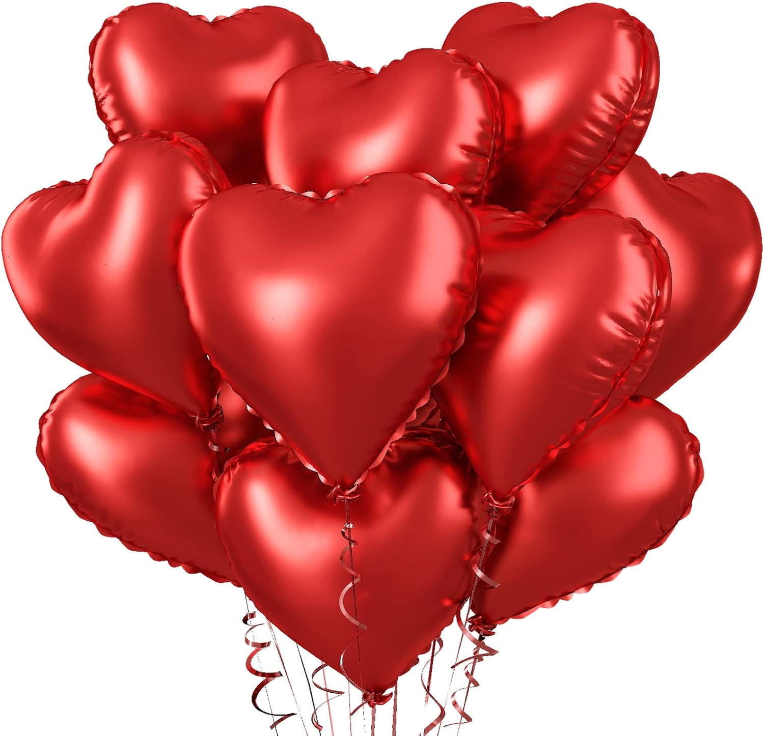 Eanjia Red Heart Balloons, Foil Heart Balloons Red, 10PCS 18inch Red ...