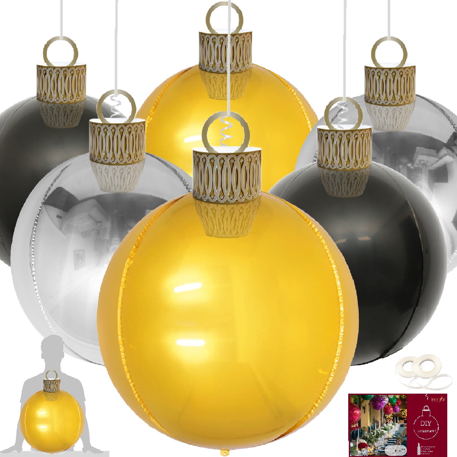 Eanjia XXL Christmas Ornaments 6 Count 76cm x 50cm Foil Balloon