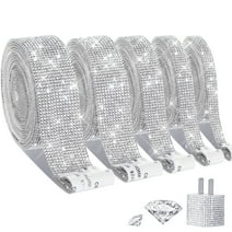 Eanloly 5 Rolls Super Self Adhesive Art & Craft Tape with 2 mm Rhinestones Strips Sticker(Silver)