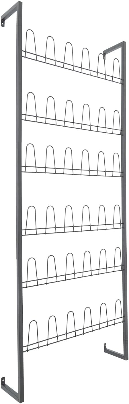 Eapmic Wall Mounted Metal Shoe Rack Organizer, 6-Tier Iron Hanging Shoe Storage, Shoe Shelf Holds 18 Pairs of Shoes, Shoe Storage Rack for Entryway, Bedroom, Closet, Garage (Black, 6-Tier)