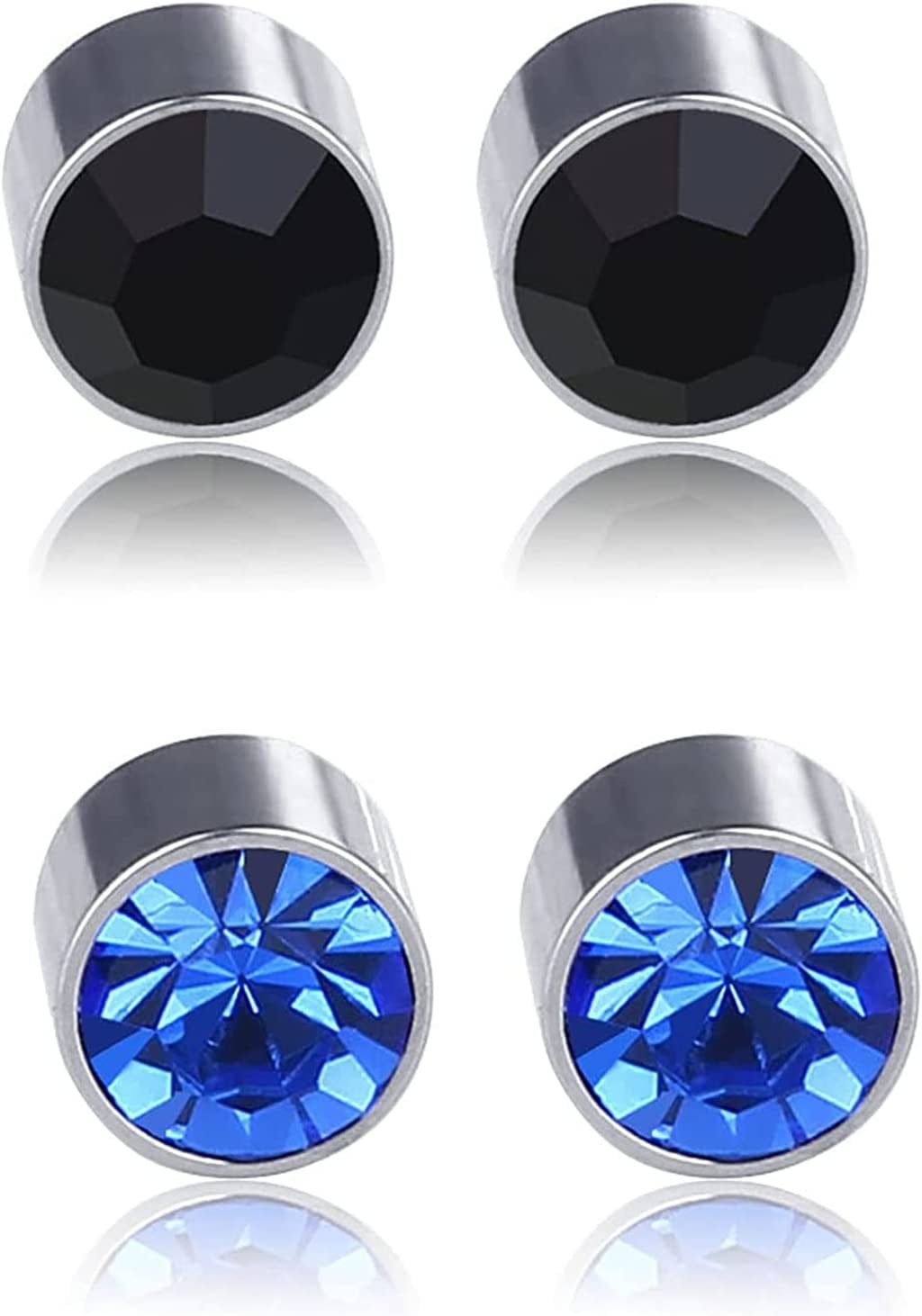 Crystal Black Stone Earrings | Magnetic Earrings Men | Magnet Earrings Men  - White Black - Aliexpress
