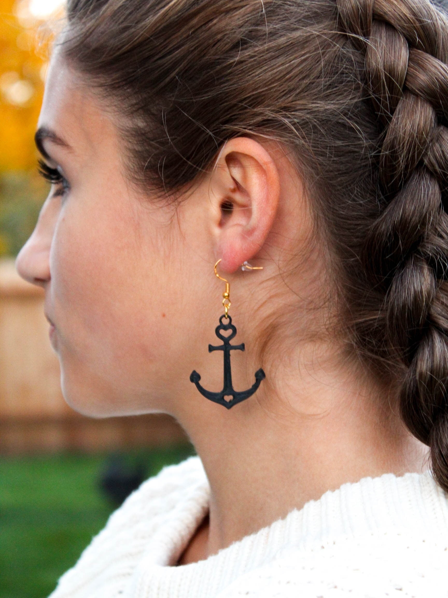Blue Anchor Earrings For Women - Navy Anchor Design With Rhinestones & Pearls, Hypoallergenic Jewelry