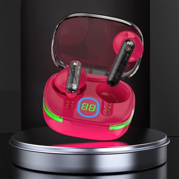 Ear Buds,Wireless Earbuds Bluetooth 5.3 in Ear Light-Weight Headphones Built-in Microphone Immersive Sound Headset with Breathing Light Charging Case,Hot Pink
