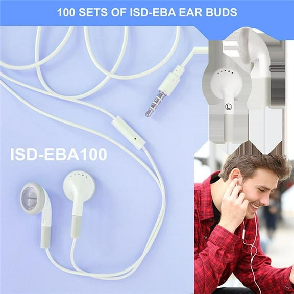 Ear Buds with In-Line Microphone - 100 Piece