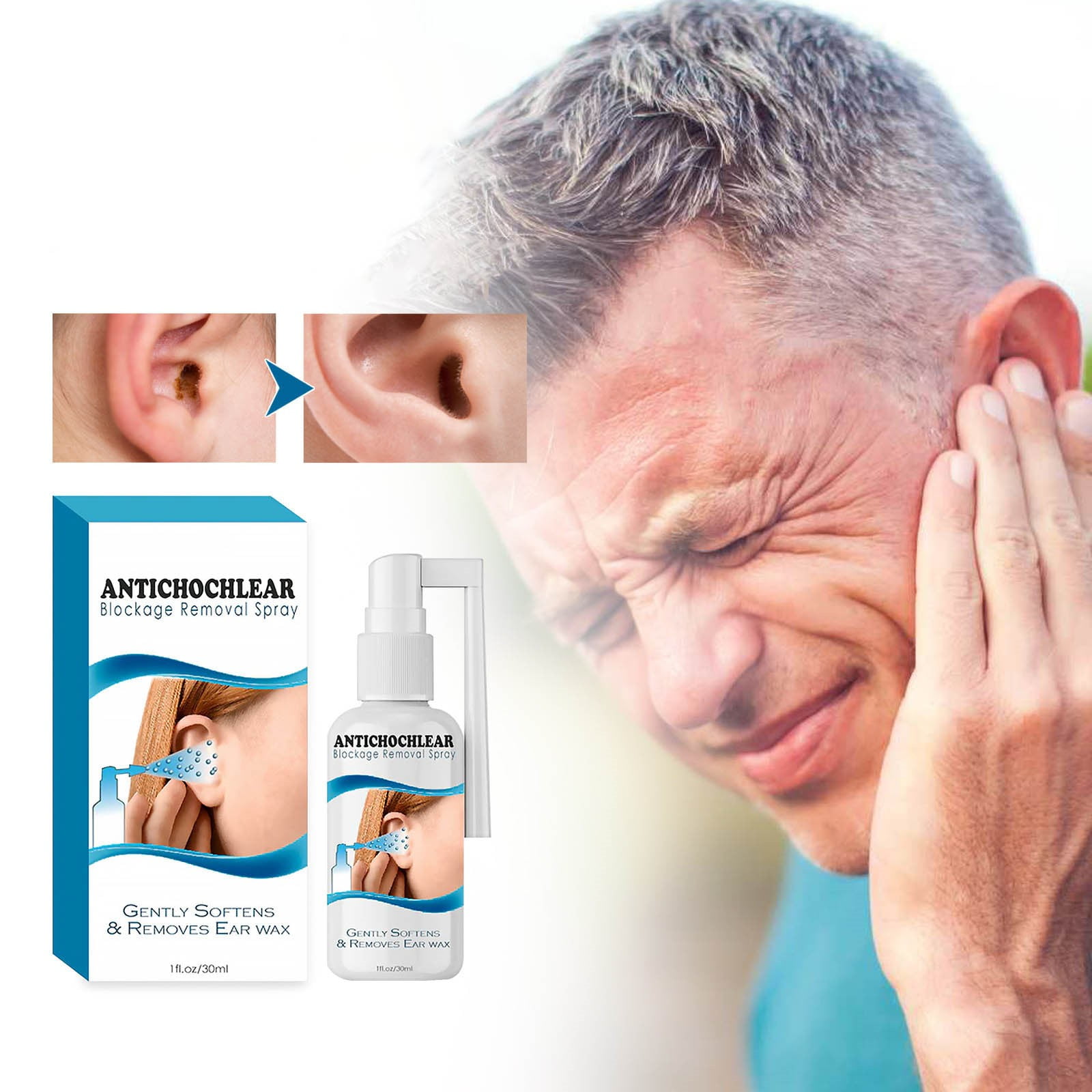 Ear Care Spray Gently Cleans And Softens Earwax Blockage To Ear