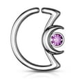 thumbnail image 1 of Ear Cartilage,Daith Hoop Tragus Rings Crescent Moon with Crystal Design S. Steel, 1 of 10
