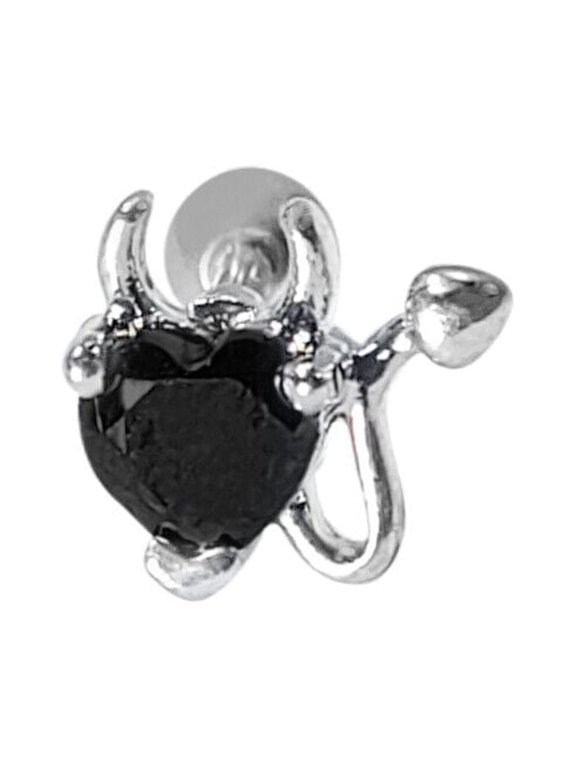 Ear Cartilage Heart CZ with Devil Horns Surgical Steel Earring 16g