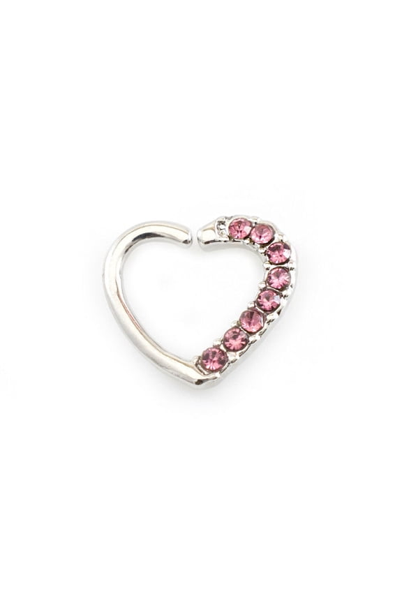 Ear Cartilage with Heart shape and multiple round Cubic Zirconia Left ear 16G