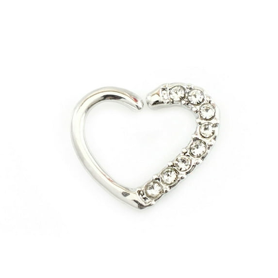 Ear Cartilage with Heart shape and multiple round Cubic Zirconia Left ear 16G