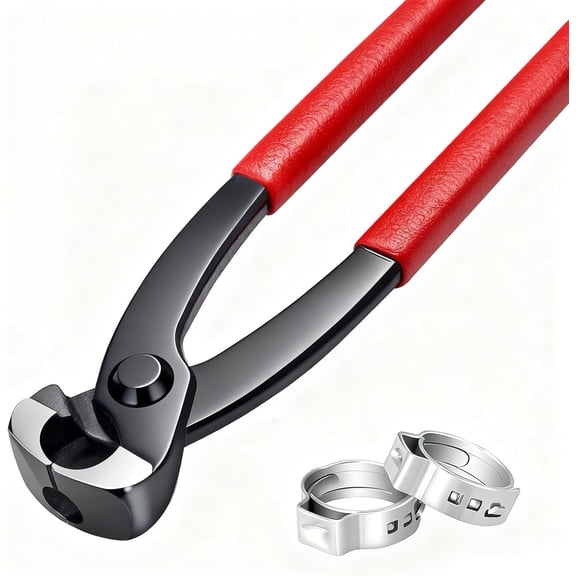 Ear Clamp Pliers 9 Inch Front and Side Jaw Hose Clamp Crimping Tool Carbon Steel Pinch Clamp Pliers Install Remove Clamp Puller Tool for repairing pipes, lines