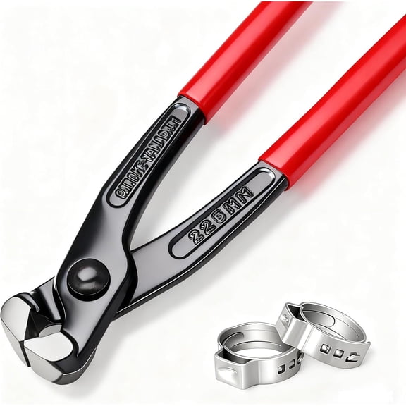 Ear Clamp Pliers 9 Inch Hose Clamp Crimping Tool Carbon Steel Pinch Clamp Pliers Install Remove Clamp Puller Tool for repairing pipes, lines