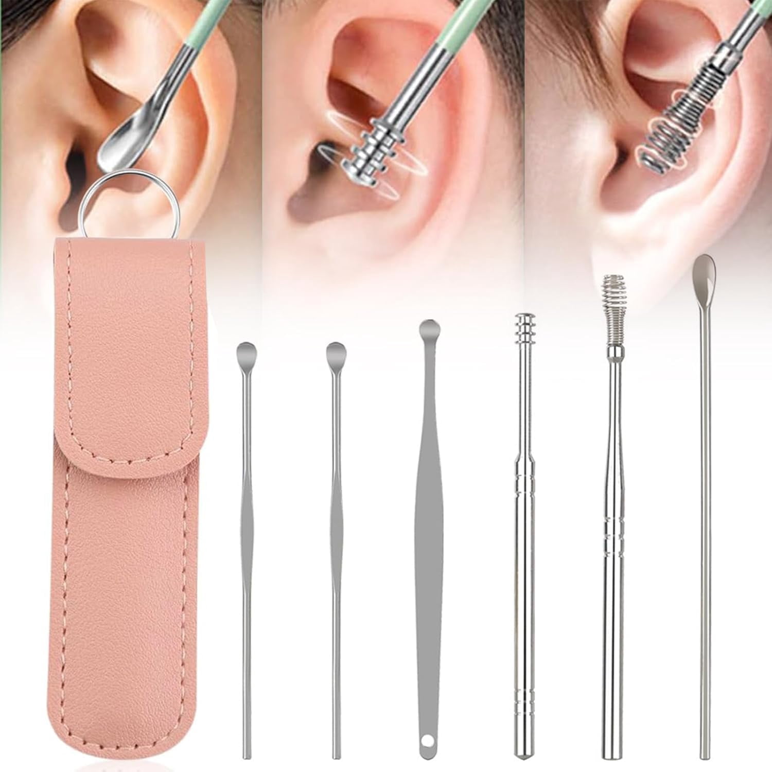 Metal Spring Ear Cleaner Ear Cleaner, 2024 New Satinless Steel 360° Spiral Earwax Cleaner Tool ...